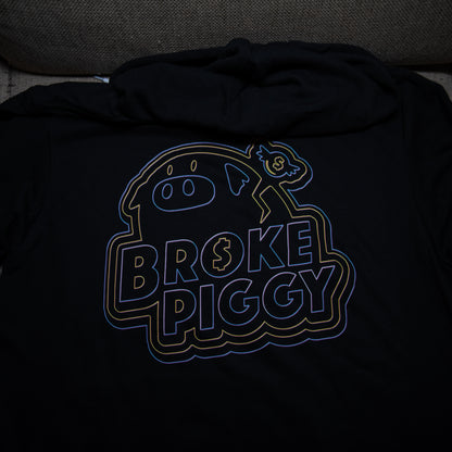 Broke Piggy Neon Outline Coin Hoodie